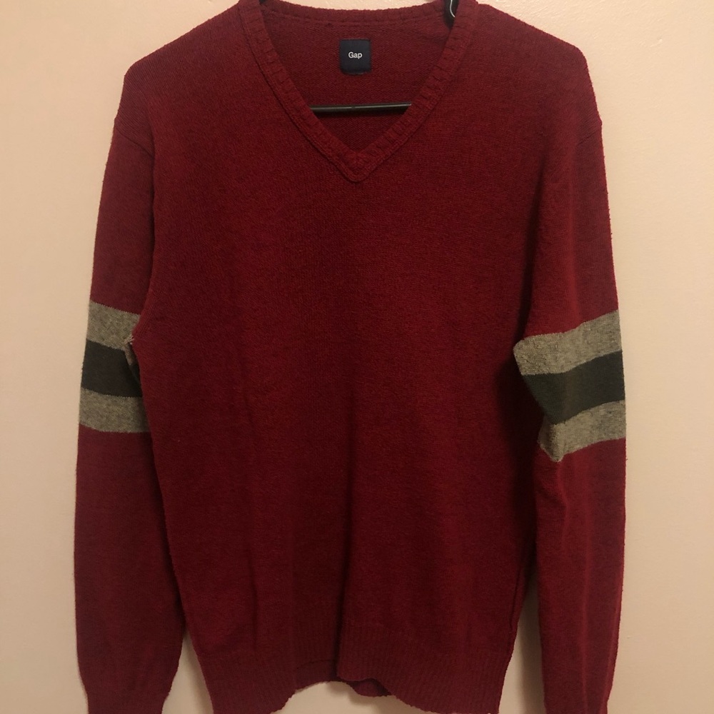 red sweater v neck